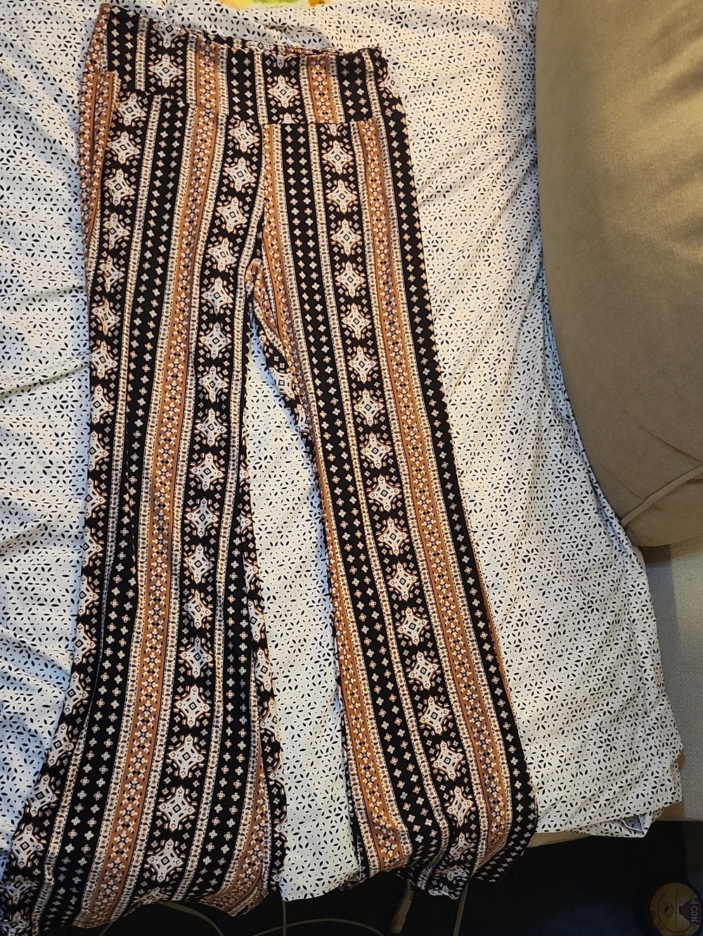 No Boundaries Black & Brown Patterned Flare Pants